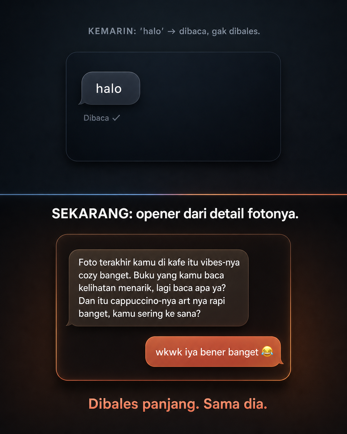 Konsep iklan ChatGym 1: Opener yang dibalas, bukan dibaca doang