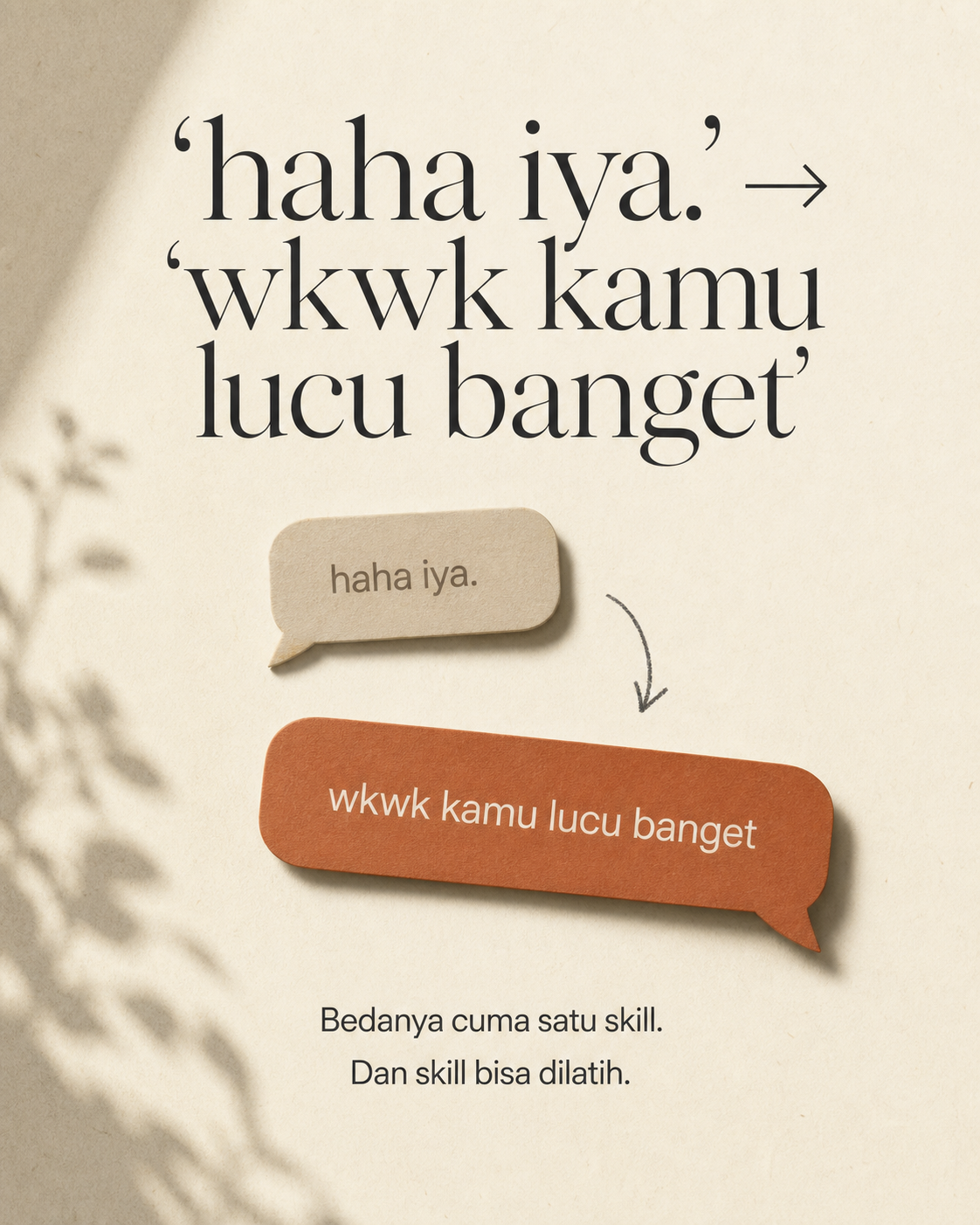 Konsep iklan ChatGym 2: Balasan panjang itu bukan hoki