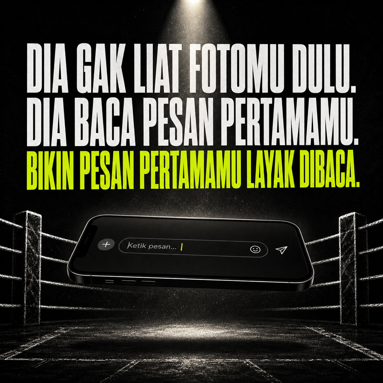 Konsep iklan ChatGym 3: Dibalas itu soal chat, bukan wajah