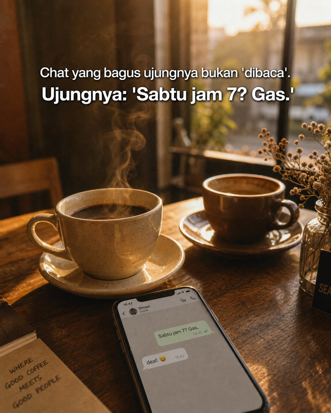 Konsep iklan ChatGym 4: Dari chat jadi janjian: hari, jam, tempat